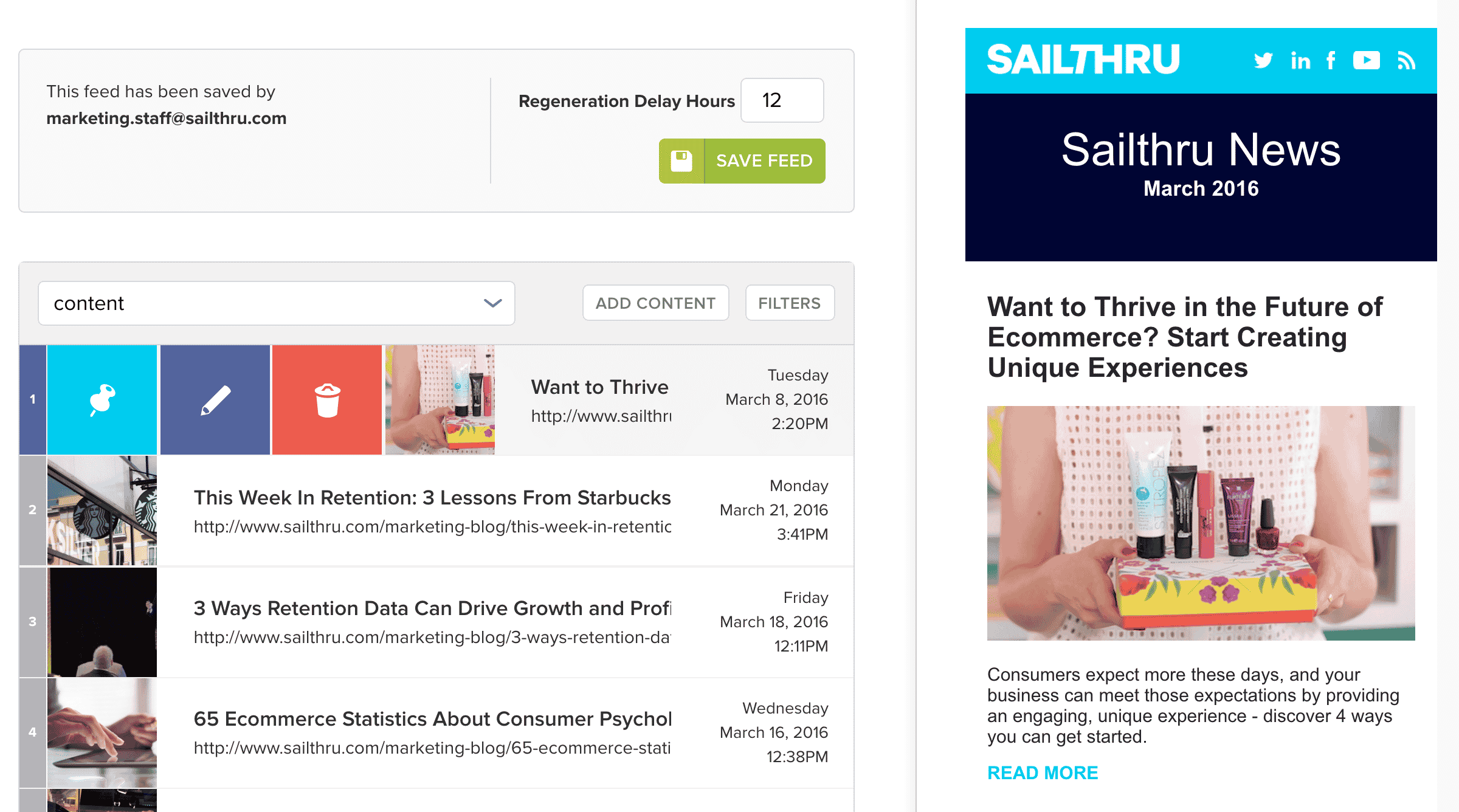 Sailthru Recommendation Manager