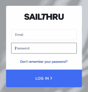 Sailthru's login screen.